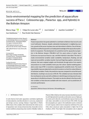 Socio-environmental mapping for the prediction of aquaculture success of pacu (Colossoma, Piaractus) in the Bolivian Amazon